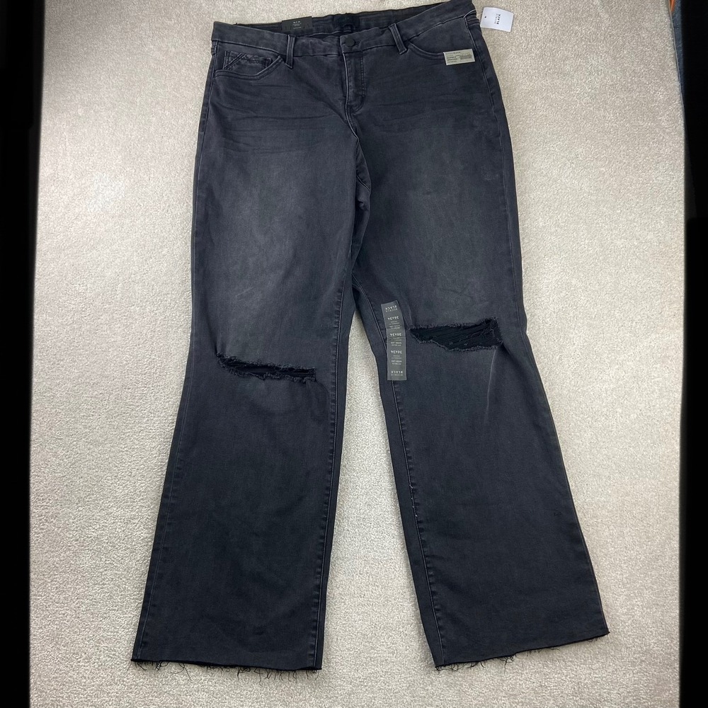Buckle Black Fit No.53 Jeans Womens 36x34 Black Wide Leg Mid Rise Distressed